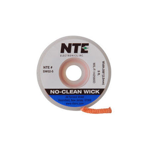 NTE Electronics SW02-25 No-Clean Solder Wick #4 Blue 0.098 Inch Wide 25 Feet