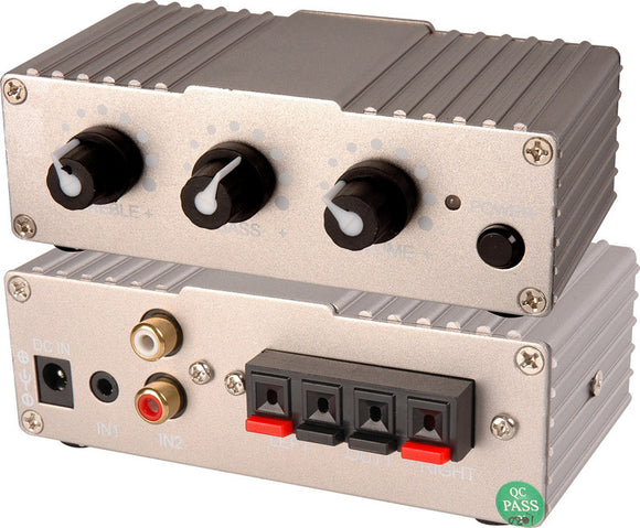 Tecnec 2 Channel Power Amp 10 WPC with 1 3.5mm input & 1 Dual RCA Input