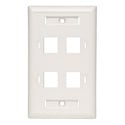 Tripp Lite N042-001-04-WH 4-Port Quad Outlet RJ45 Universal Keystone Face Plate / Wall Plate White