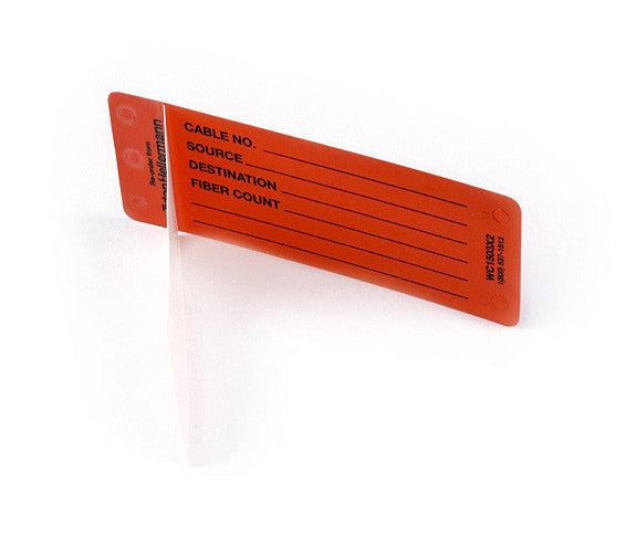 HellermannTyton CTA0753X2 Self-Laminating Tag - Adhesive - Generic Write-On - Blank Lines - 3.0 In X 0.75 In - Orange