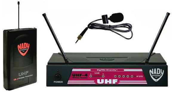 Nady UHF-4 Diversity Wireless System with Omni Lav Mic (906.000 MHz)