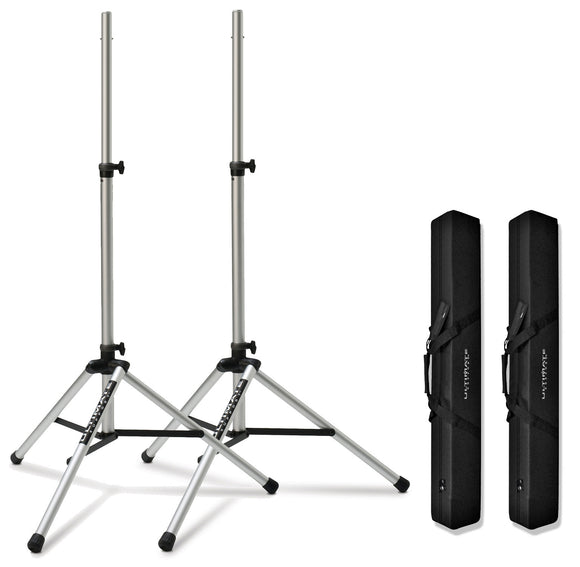 2Ea TS-80T 3.5Ft-6Ft 7In Silver Speaker Stands w/2Ea BAG90 Black Bags