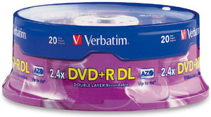 Verbatim 95310 DVD+R DL Dual Layer 8.5 Gig 2.4x Recordable DVD Discs 20 Spindle