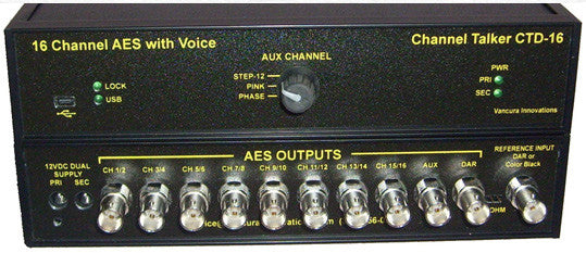 Vancura Innovations Channel Talker CTD16-C 16 AES Channel Audio Tone Generator with Voice Over ID Full Feature