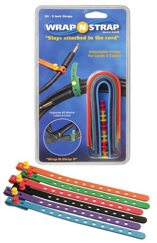 Wrap N Strap 900M 9inch Adjustable Cord and Cable Straps/Fasteners - 6 pack (Mixed Colors)