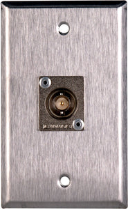 Single-Gang Brass Wall Plate with 1 Canare BCJ-JRU BNC Feed-Thru