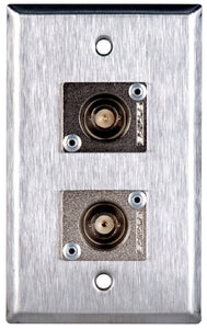 Single-Gang Brass Wall Plate with 2 Canare BCJ-JRU BNC Feed-Thrus