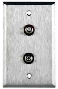 1-G Brass Wall Plate with 2 RCA Feed-Thru Barrels