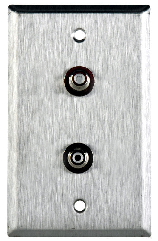 Single-Gang Black Anodized Aluminum Wall Plate with 2 RCA Feed-Thru Barrels