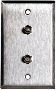 Single-Gang Brass Wall Plate with 2 Coax F Connector Feed-Thru Barrels