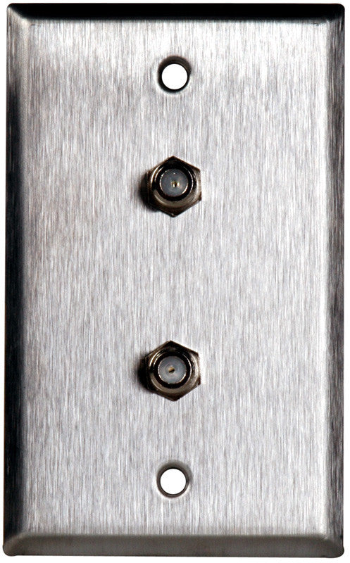 Single-Gang Clear Anodized Wall Plate with 2 Coax F Connector Feed-Thru Barrels