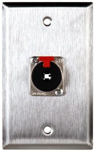 Single-Gang Black Anodized Wall Plate with 1 NJ3FP6C 1/4-In. TRS Latching Jack