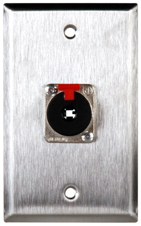 Single-Gang Stainless Steel Wall Plate with 1 NJ3FP6C 1/4-In. TRS Latching Jack