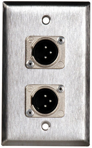 Single-Gang Brown Lexan Wall Plate with 2 Neutrik 3-Pin XLR Male Connectors