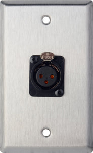 Single-Gang Stainless Steel Wall Plate with Neutrik 3-Pin XLR-F-Terminal Block