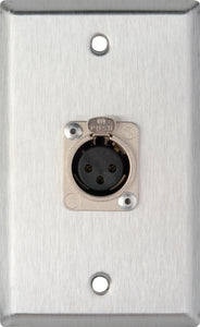 Single-Gang Black Anodized Wall Plate with 1 Neutrik 3-Pin XLR-F Connector