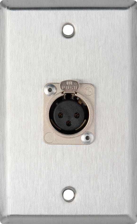 Single-Gang White Lexan Wall Plate with 1 Neutrik 3-Pin XLR Female Connector