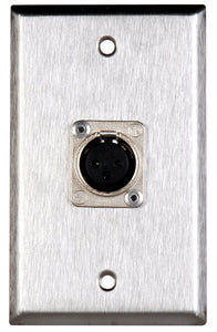 Single-Gang Brass Wall Plate with Latchless 3-Pin Female XLR