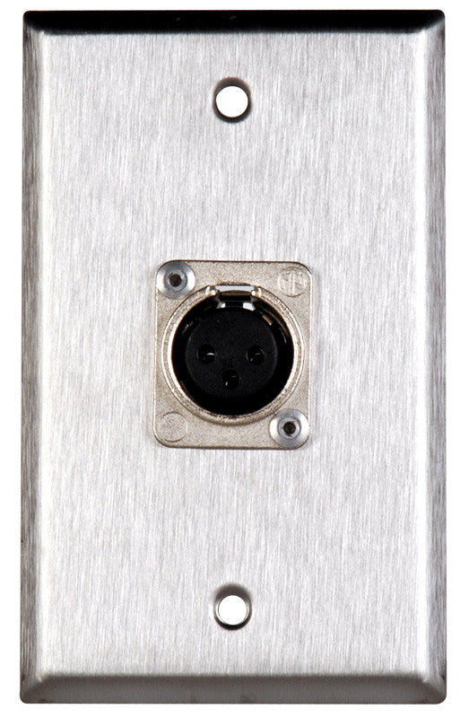 Single-Gang Black Anodized Aluminum Wall Plate with Latchless 3-Pin Female XLR