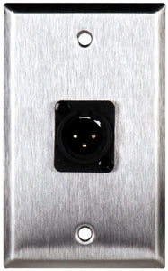 Single-Gang Gray Lexan Wall Plate with Plastic 3-Pin Male XLR