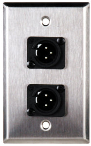 Single-Gang Ivory Lexan Wall Plate with 2 Plastic 3-Pin Male XLRs