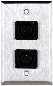 Single-Gang Ivory Lexan Wall Plate with 2 Plastic Latchless 3-Pin Female XLRs