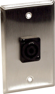 Single-Gang Clear Anodized Wall Plate with One 4-Pole Speakon Male Connector