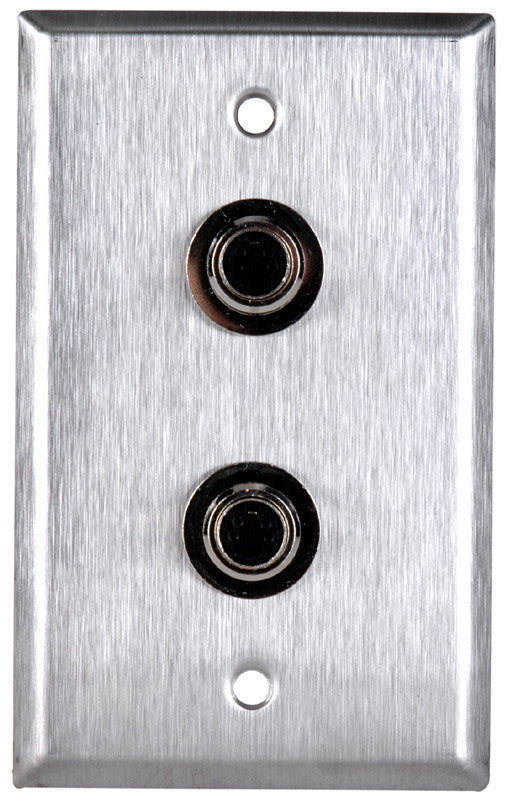 Single-Gang Clear Anodized Aluminum Wall Plate with 2 S-Video 4-Pin Barrels