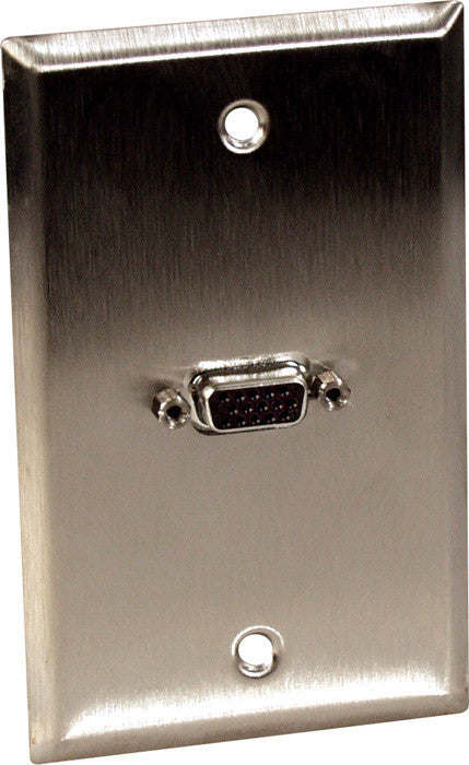 Single-Gang Stainless Steel Wall Plate with Single VGA HD 15-Pin Female Barrel