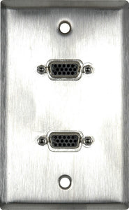 Single-Gang White Lexan Wall Plate with Two VGA HD 15-Pin Female Barrels