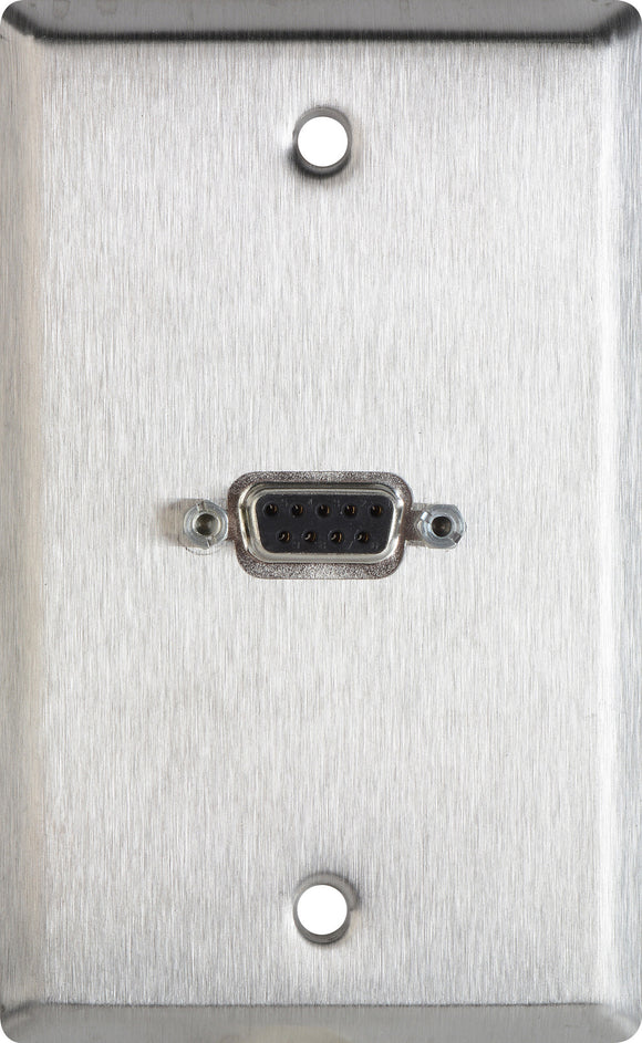 Single-Gang Stainless Steel Wall Plate with Two 9-Pin D-Sub Rear Solder Connectors