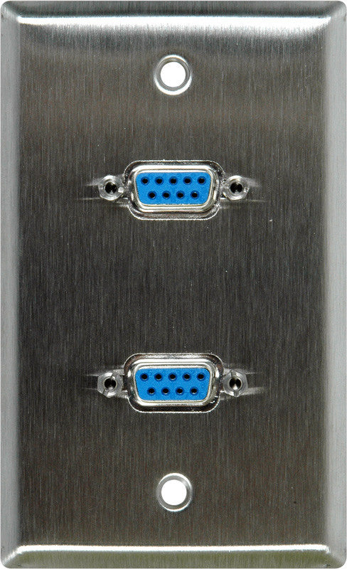 1G Brass Wall Plate with Two 9-Pin D-Sub Barrels