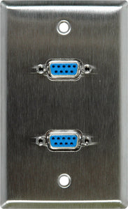 Single-Gang White Lexan Wall Plate with Two 9-Pin D-Sub Barrels