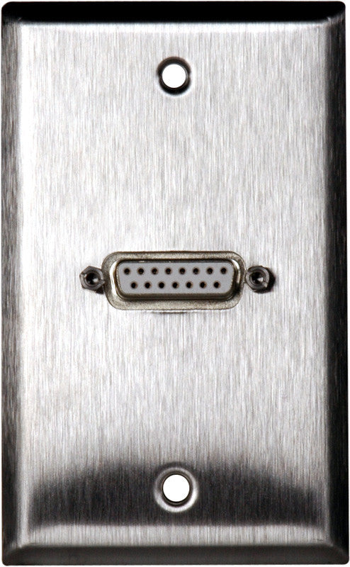 Single-Gang Stainless Wall Plate with One 15-Pin Female Rear Solder Connector