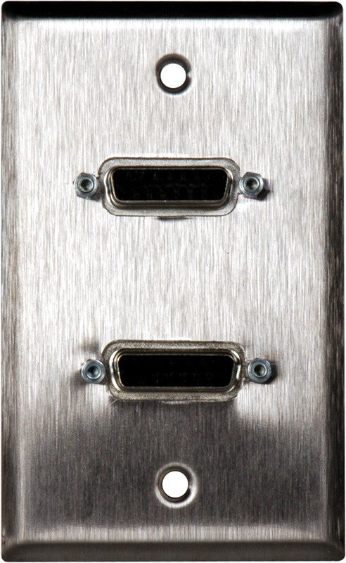 Single-Gang Gray Lexan Plate with Two 15-Pin Female Rear Solder Connectors