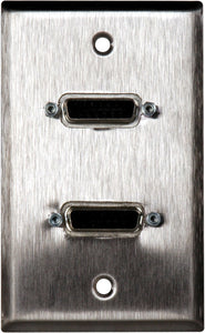 Single-Gang Brass Plate with Two 15-Pin Female Rear Solder Connectors