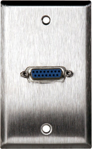 Single-Gang Stainless Steel Wall Plate with Single 15-Pin Female Barrel