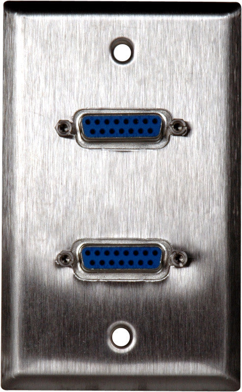 Single-Gang Stainless Steel Wall Plate with Two 15-Pin Female Barrels