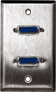 1G Brass Wall Plate with Two 15-Pin Female Barrels