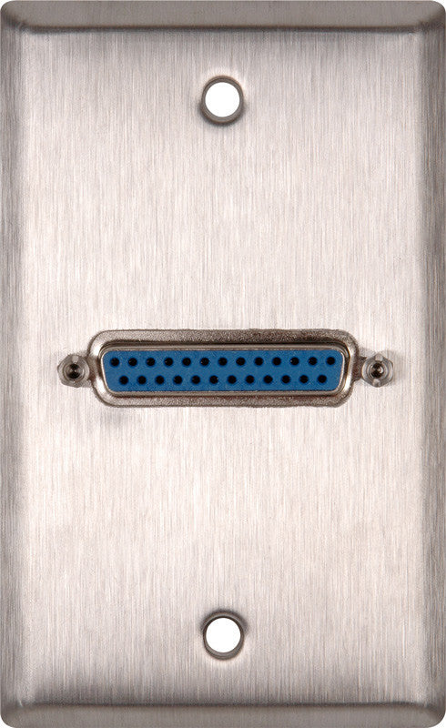 Single-Gang Clear Anodized Plate with Single 25-Pin D-Sub Female to Rear Solder Points