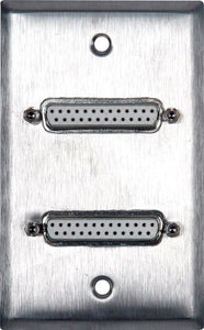 Single-Gang Stainless Steel Plate with Two 25-Pin D-Sub Female to Rear Solder Points