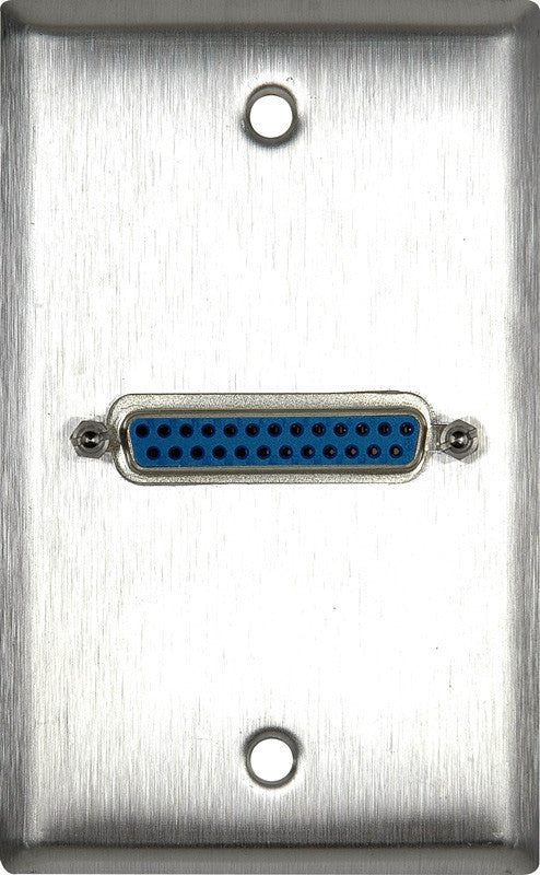 Single-Gang Stainless Steel Wall Plate with One 25-Pin D-Sub Female Barrel