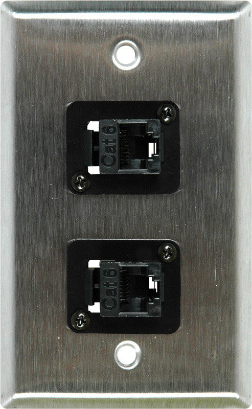 Single-Gang Brass Wall Plate with 2 TecNec Cat 6 Barrels