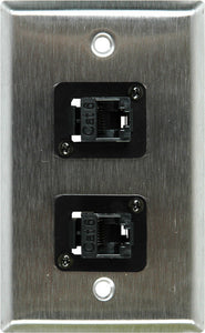 Single-Gang White Lexan Wall Plate with 2 TecNec Cat 6 Barrels