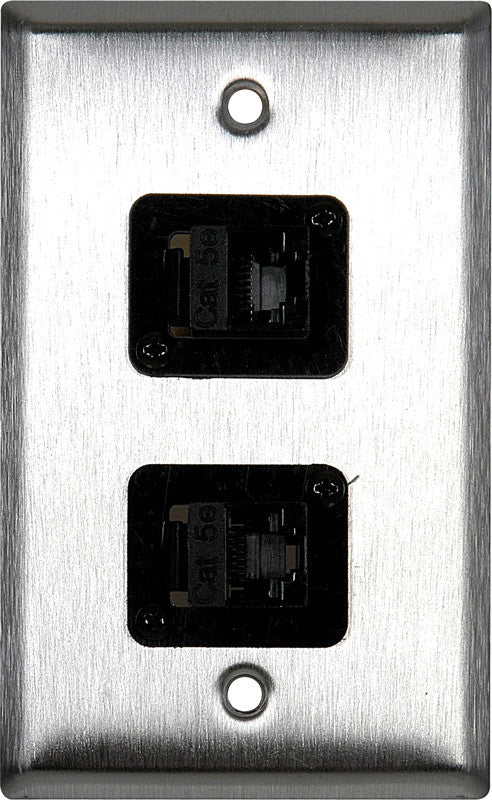 1G Brass Wall Plate with Two TecNec RJ45 Barrels