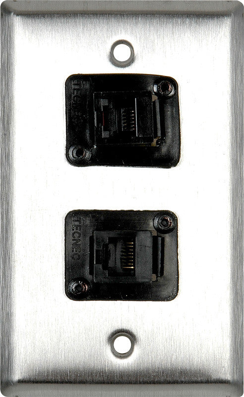 1-Gang Brass Wall Plate with 2 TecNec RJ11 Barrels