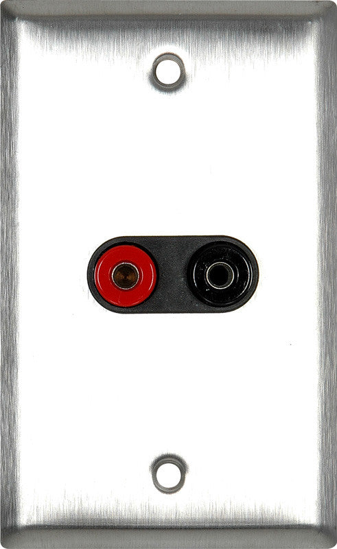 Single-Gang Brass Wall Plate with 1 Pomona Dual Banana Jack (1-Black/1-Red)