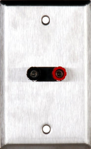 Single-Gang Black Anodized Aluminum Wall Plate with 1 Dual Binding Post Connector