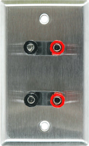 Single-Gang Brown Lexan Wall Plate with 2 Dual Binding Post Connectors