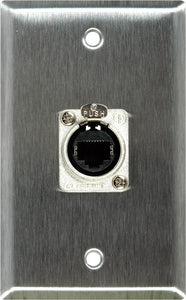 Single-Gang White Lexan Wall Plate with 1 Neutrik RJ45 To Rear Krone Terminals